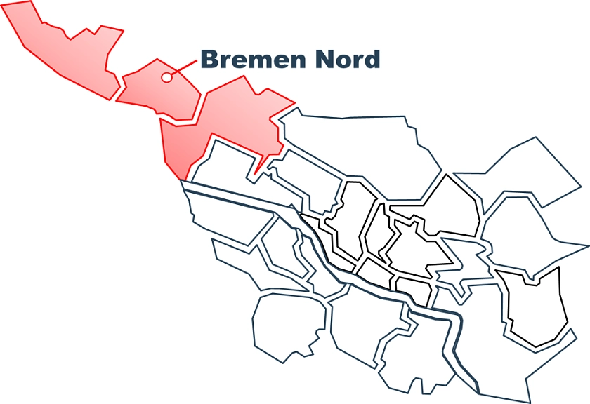 Outlines der Stadt Bremen und seinen Sozialzentren - Bremen Nord
