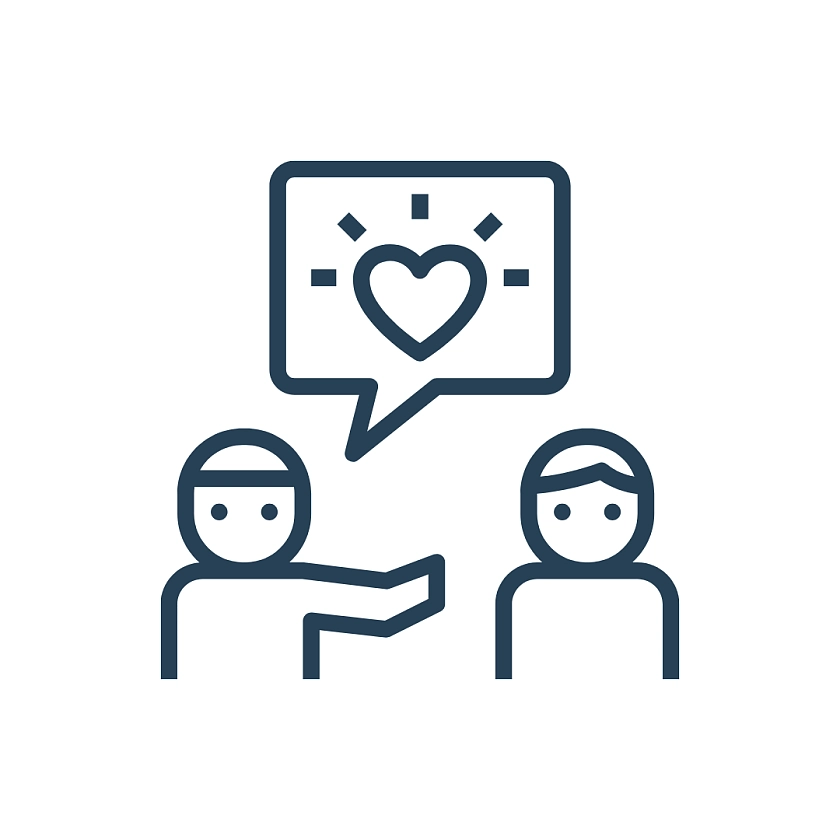 Menschen, die miteinander sprechen und darüber ein Herz