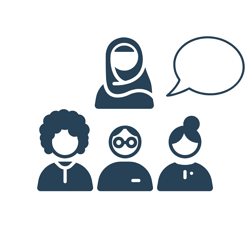 Diversen Jugendlichen mit Sprechblase