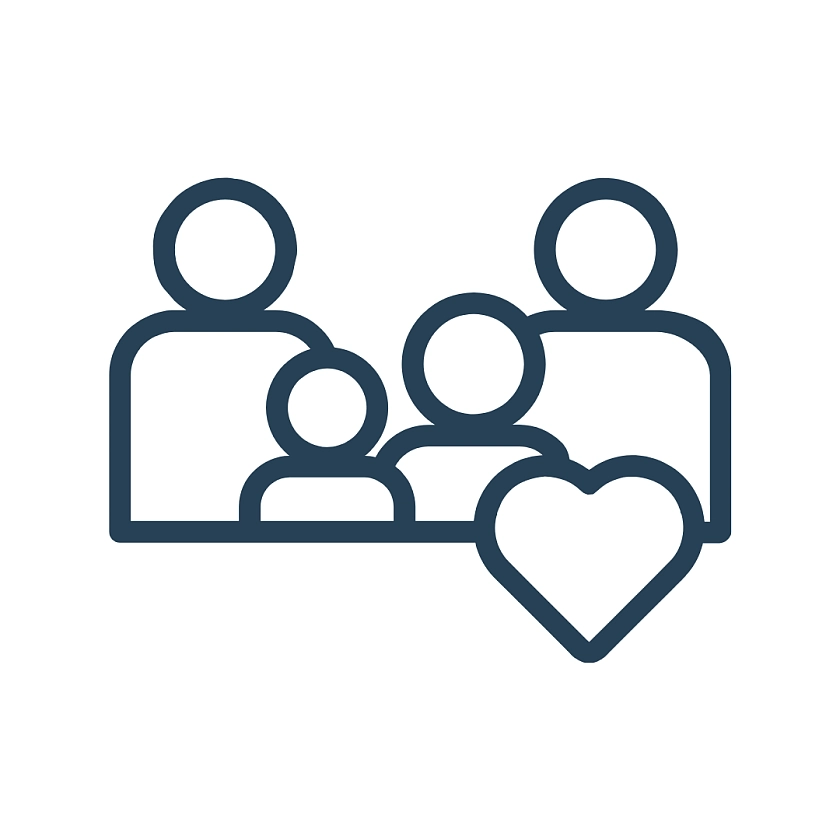 Icon einer Familie mit Eltern und Kindern