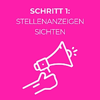 Megafon und die Worte: Bewerbungsprozess Schritt 1