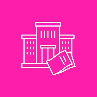 Icon eines Hauses mit Papierakten 