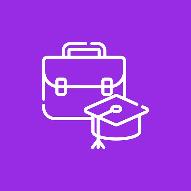 ICOM einer Aktentaschen mit Graduiertenhut 