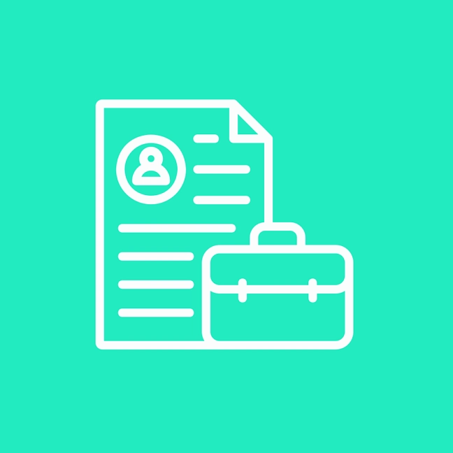 ICON einer Akte und einer Tasche sowie dem Worten Werkstudierenden-Programm