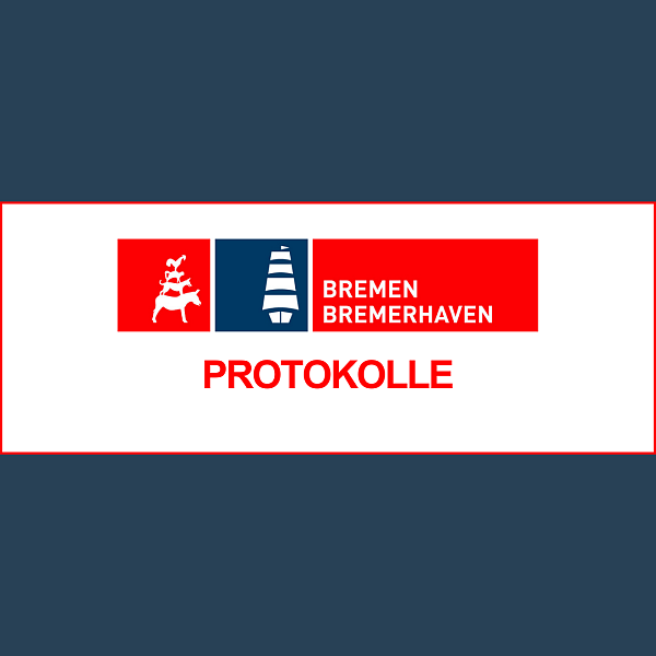 Logo der Freien Hansestadt Bremen und Bremerhaven mit dem Wort: Protokolle