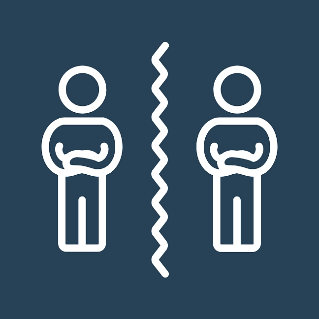 Icon zwei Menschen mit Trennlinie dazwischen