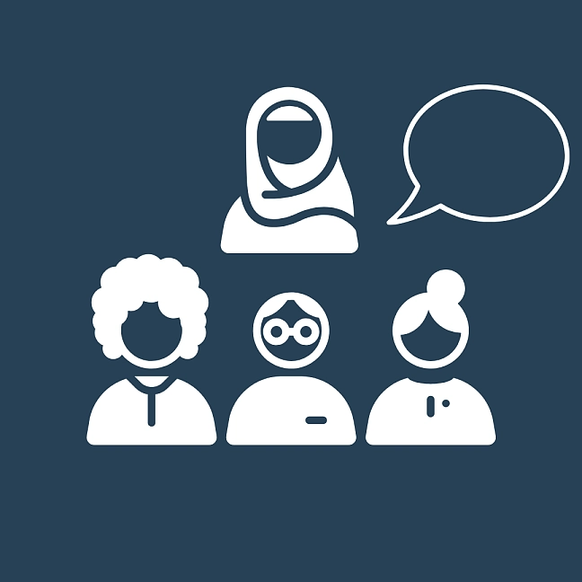 Icon diversen Jugendlichen und Sprachblase