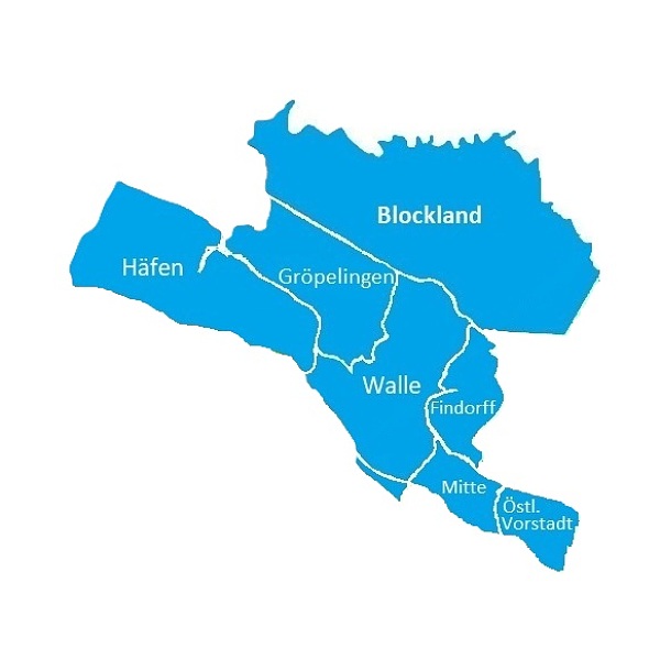 Stadtteilausschnitt der Region Mitte/West