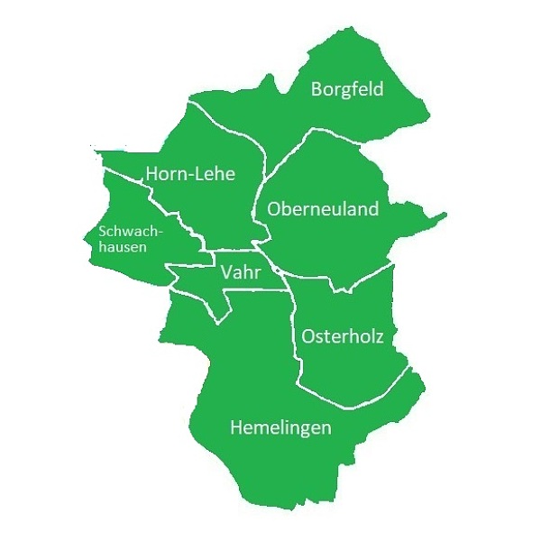 Kartenausschnitt der Region Bremen Ost