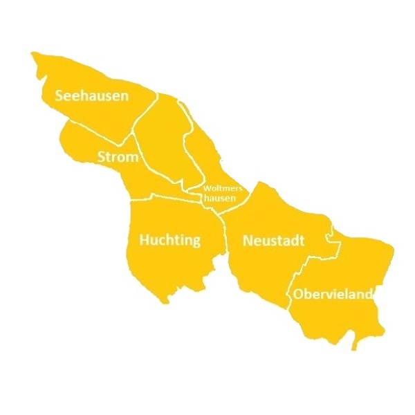 Kartenausschnitt der Region Bremen Süd