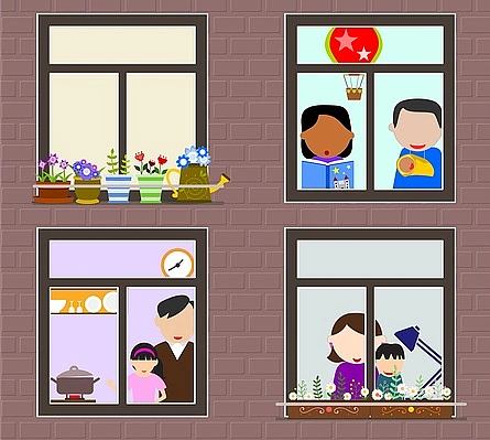 Piktogramm einer Familie mit Eltern und Kindern